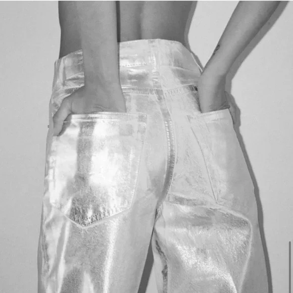 ZARA ZW MID-RISE BOYFRIEND JEANS SILVER - Picture 8 of 8